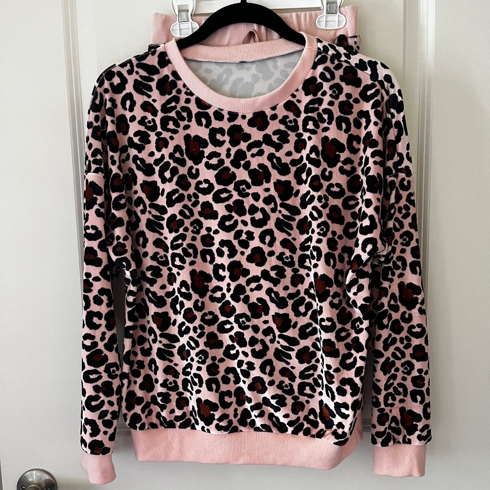 Pink Leopard Print Pajama Set